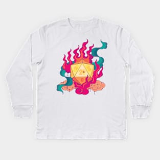 Surreal D20 Lucky Dice on Fire Kids Long Sleeve T-Shirt